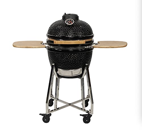 Kamado Jomo - Parrilla de carbón de cerámica, 46 cm negra, adecuada para 4-6 personas