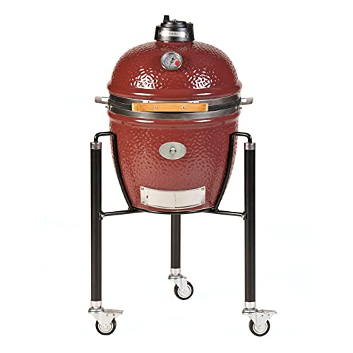 Monolith Junior Pro Serie 2.0 - Parrilla de cerámica (33 cm de diámetro, incluye estructura), color rojo