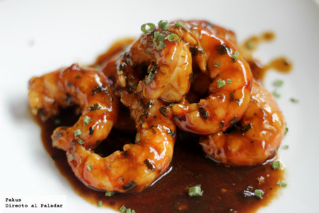 gambas con salsa de ostras