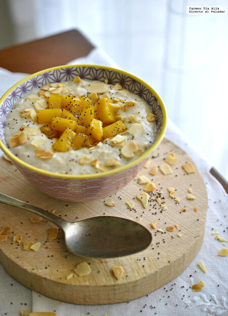 Porridge escocés con mango caramelizado